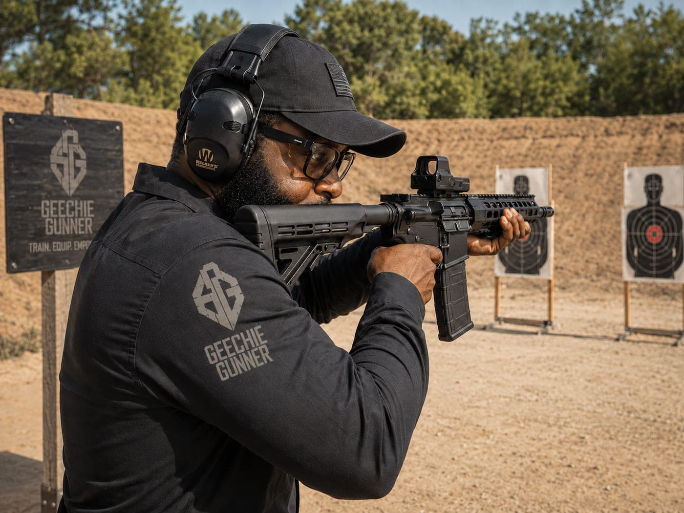 John White, owner and lead instructor, on the line at the range